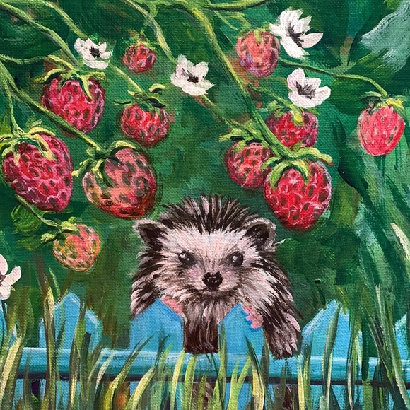 SALE!!! Hedgehog painting. Original painting handmade - Picture 8 of 8